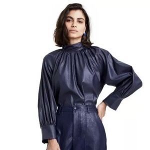 Rachel Comey Navy Gathered Blouse